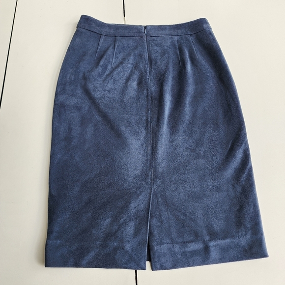 The Limited Womens Faux Suede Navy Blue Pencil Skirt Retro Chic Stretch Pencil 4 - Picture 9 of 10